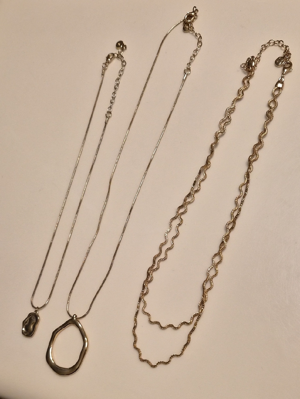 Gold-Tone Layered Wavy & Organic Pendant Necklace Set